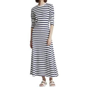 Polo Ralph Lauren Striped Waffle-Knit Maxi Dress Size L Navy Preppy Nautical